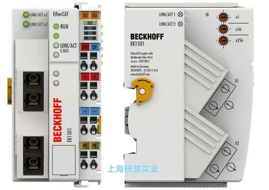 EK1501 | 帶 ID 撥碼開關的 EtherCAT 耦合器，光纖